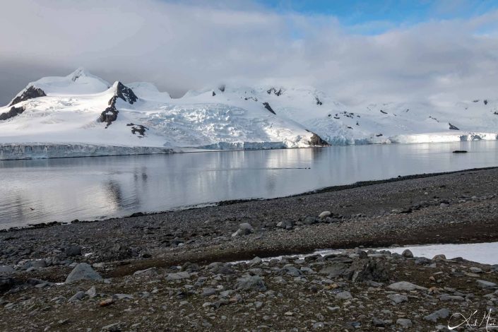 Best scenic photo of snow covered mountains and silvery sea waters, Half moon island