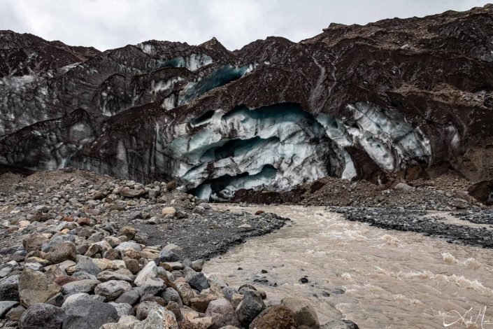 Best close-up of Icelandic glacier with a stream flowing off it