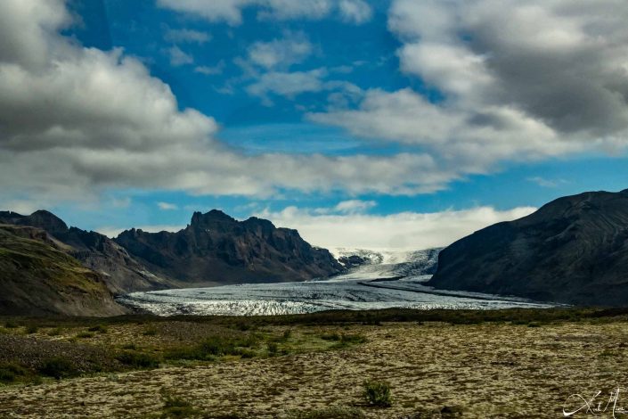 Beautiful photo of a glacier with blue sky