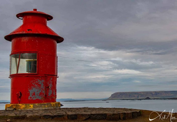 Best photo of red light house above Stykkisholmur