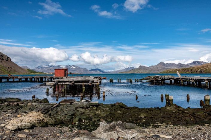 Remnants of the docks of what used to be whaling station in Grytviken