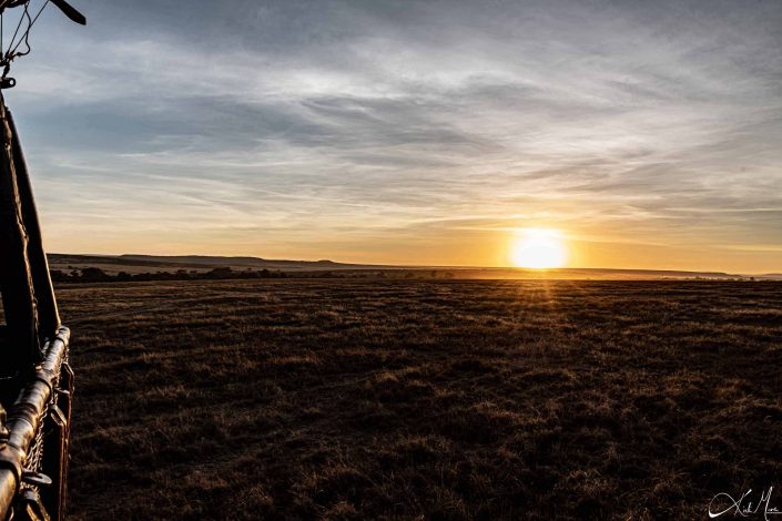 Early morning sunrise in Masai mara, Kenya. Picture taken from a hot air balloon